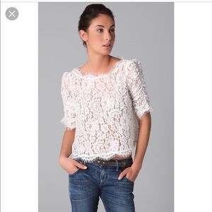 Joie Fanny lace top in cream. Size Medium